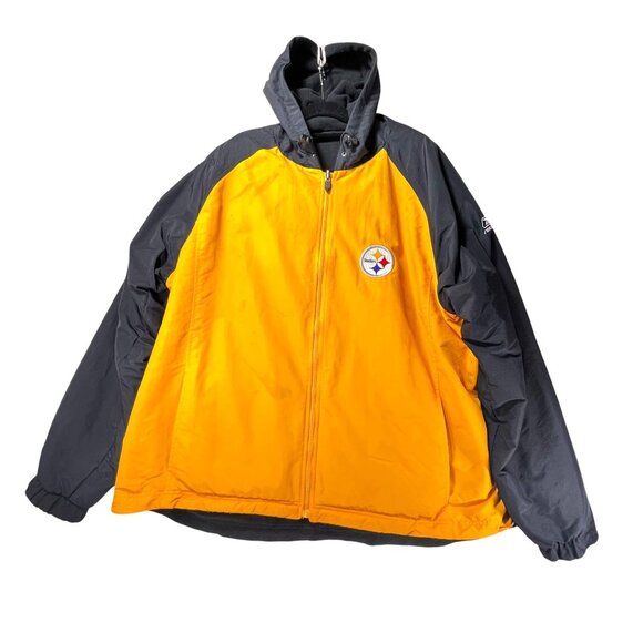 Vtg Pittsburgh Steelers Reebok NFL Team Apparel Hooded Jacket Reversible 2XL - Picture 2 of 16